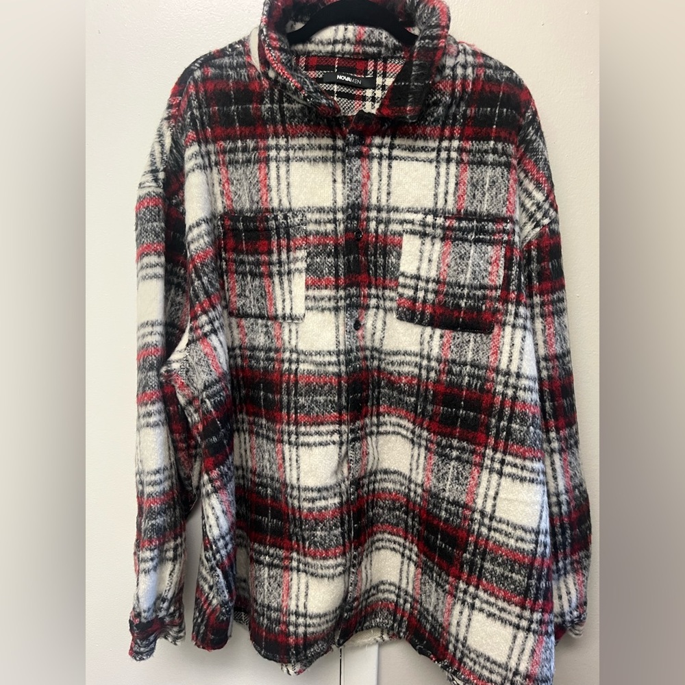 Mens long sleeve wool/cotton blend shirt